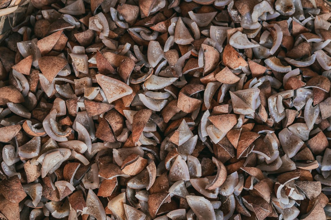 Close up image of a large quantity of copra