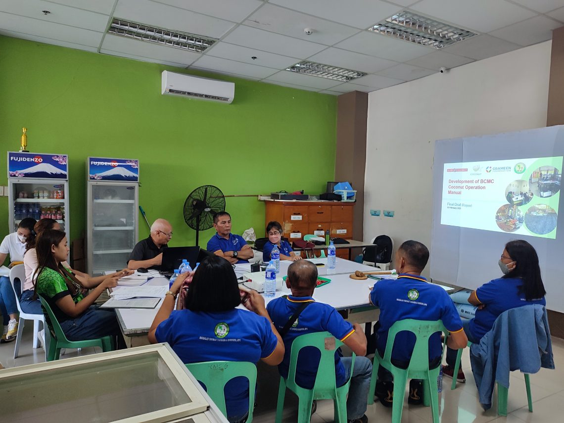 A group photo of a training session for copra farmers