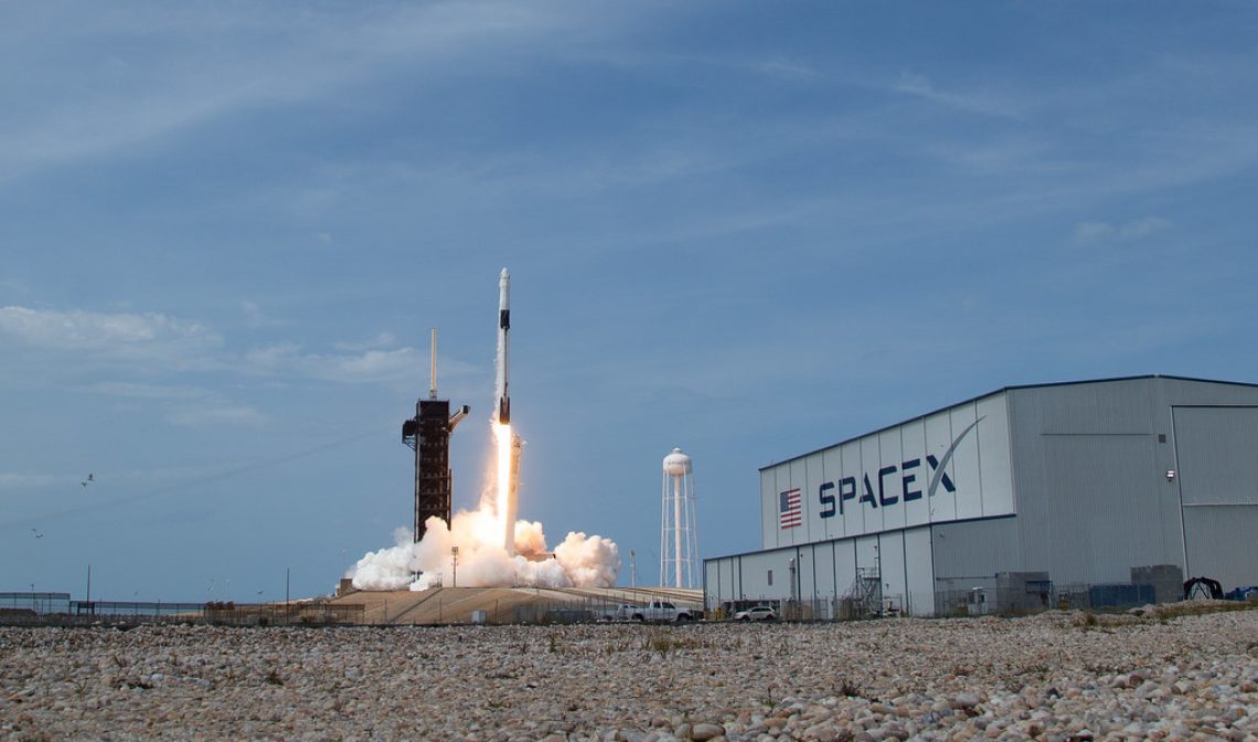 A SpaceX Falcon 9 rocket carrying the company's Crew Dragon spacecraft is launched from Launch Complex 39A on NASA’s SpaceX Demo-2 mission to the International Space Station. Credit: NASA/Bill Engalls https://www.flickr.com/photos/nasahqphoto/49953858346