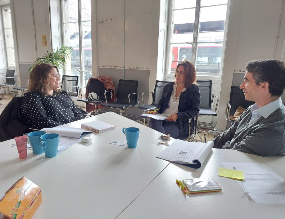 Three participants in the Exploring Power Dynamics Workshop discuss learnings from engaging dialogue technique session